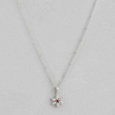 92.5 Silver White Kundan Flower Necklace