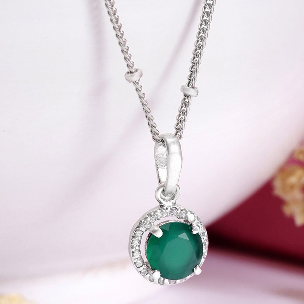 92.5 Silver Green Zircon Loop Necklace – Unniyarcha Design