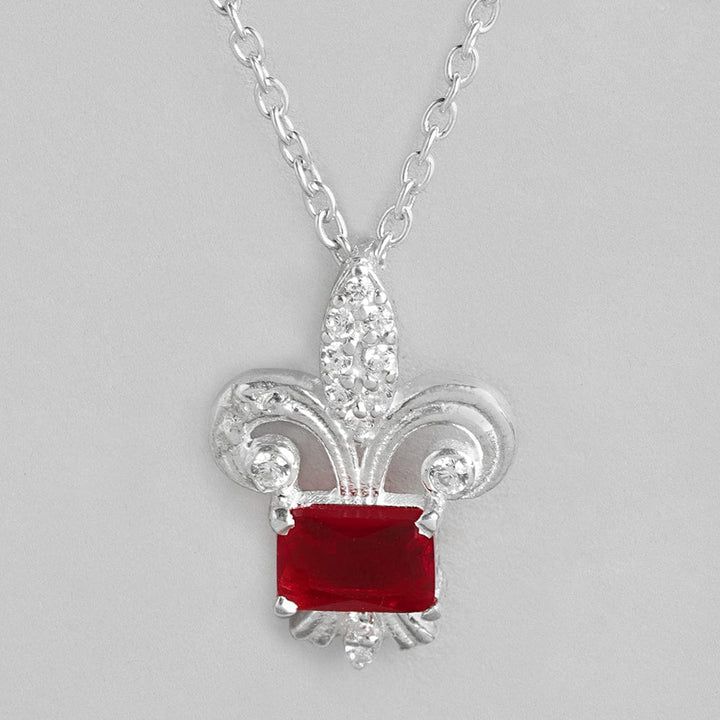 Silver Red Leaf Necklace