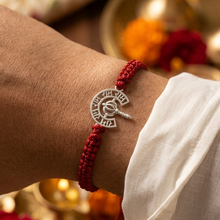 Silver Ram and Hanuman gada Unisex Bracelet