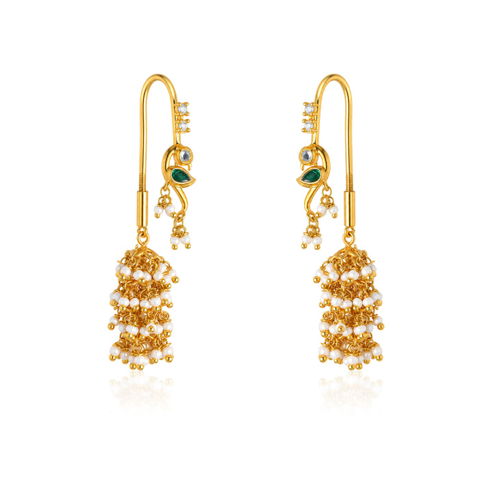 Silver Parrot Pearl Sui Dhaga Earring
