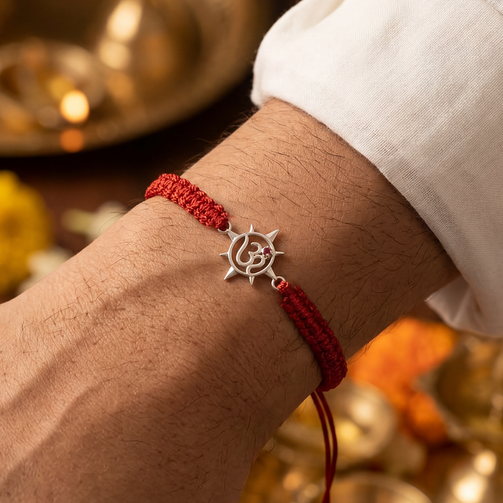 Unniyarcha 925 Pure Silver Om and Sun rays bracelet