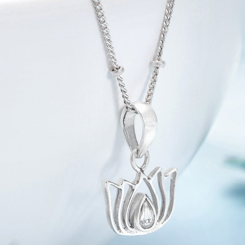 Shop White Kundan Lotus 92.5 Silver Necklace – Unniyarcha