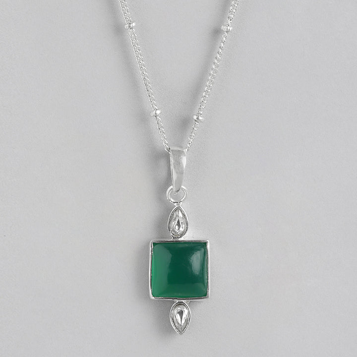 92.5 Silver Serene Green Onyx Necklace