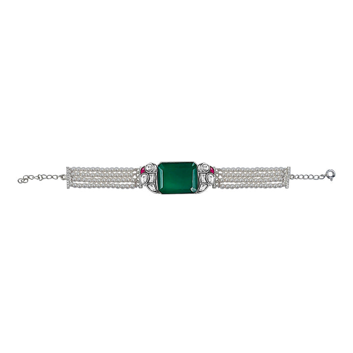 Mithu Emerald Charm Silver Bracelet