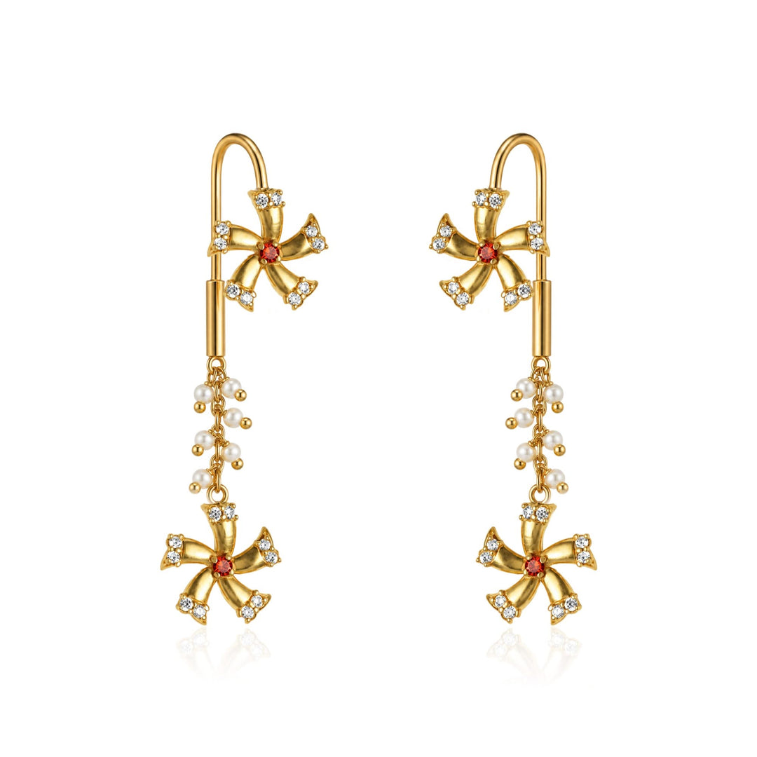 Silver Shiuli Flower Sui Dhaga Earrings