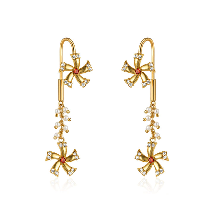 Silver Shiuli Flower Sui Dhaga Earrings