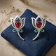 92.5 Silver Lotus Leaf Studs