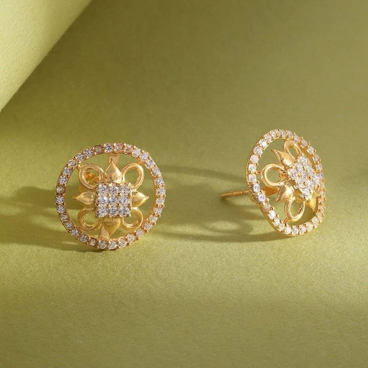 Gold plated Zircon Silver Studs