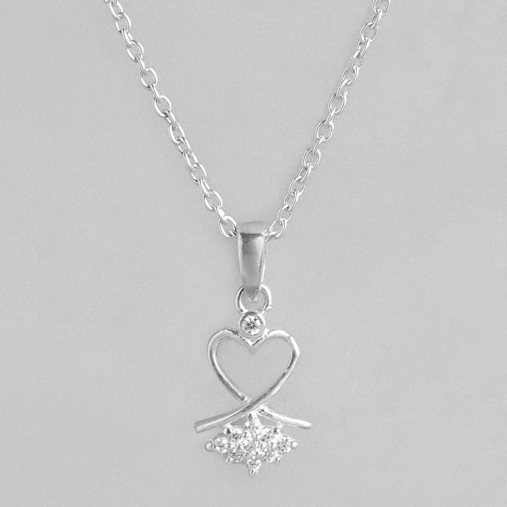 Silver 92.5 Minimal Zircon Studded Pendant And Chain