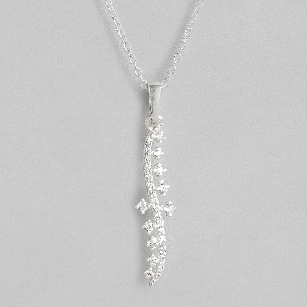 Silver Long Zircon Necklace