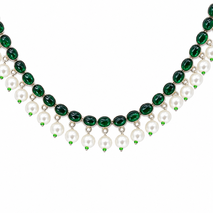 Silver Oxidized GREEN SPINEL NECKLACE