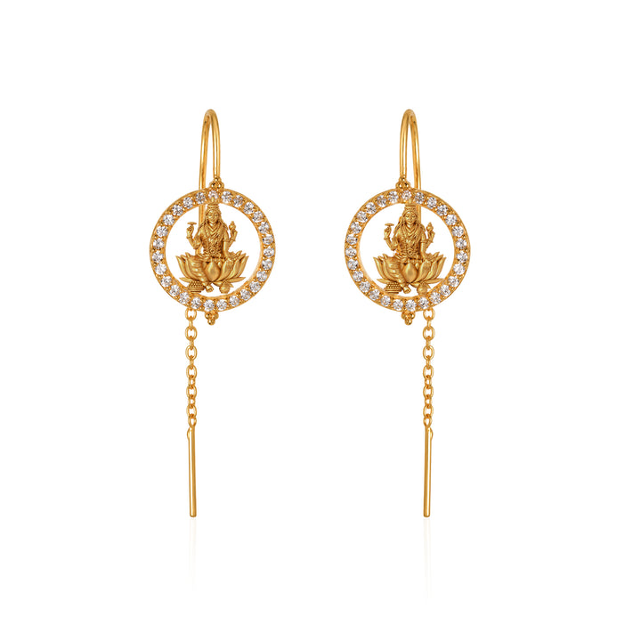 Silver 925 Dhan Lakshmi Sui Dhaga Earrings