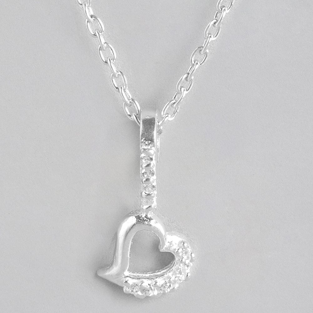 Silver Zircon Heart Necklace