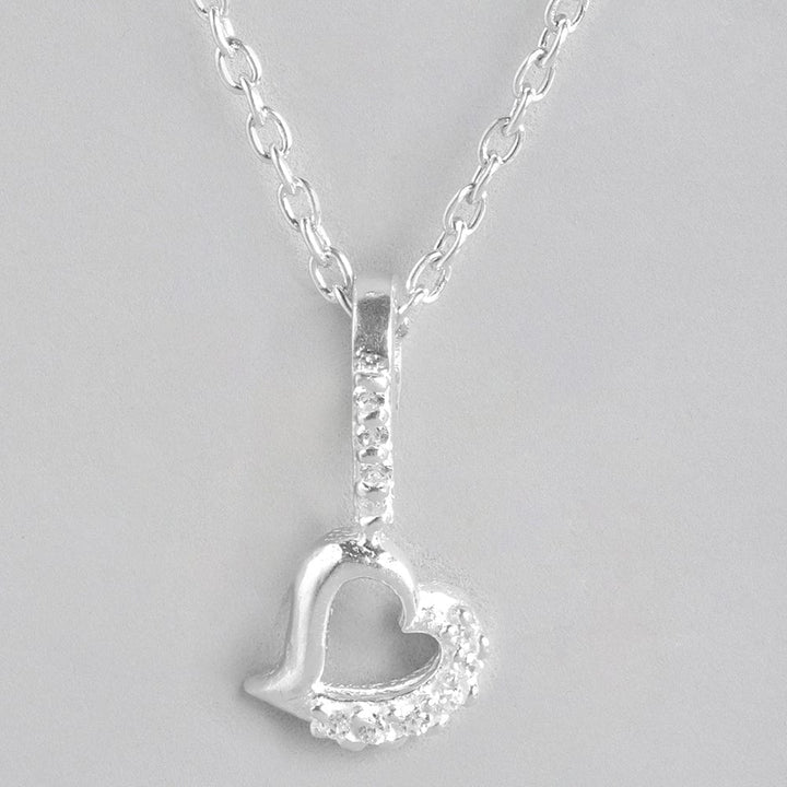 Silver Zircon Heart Necklace