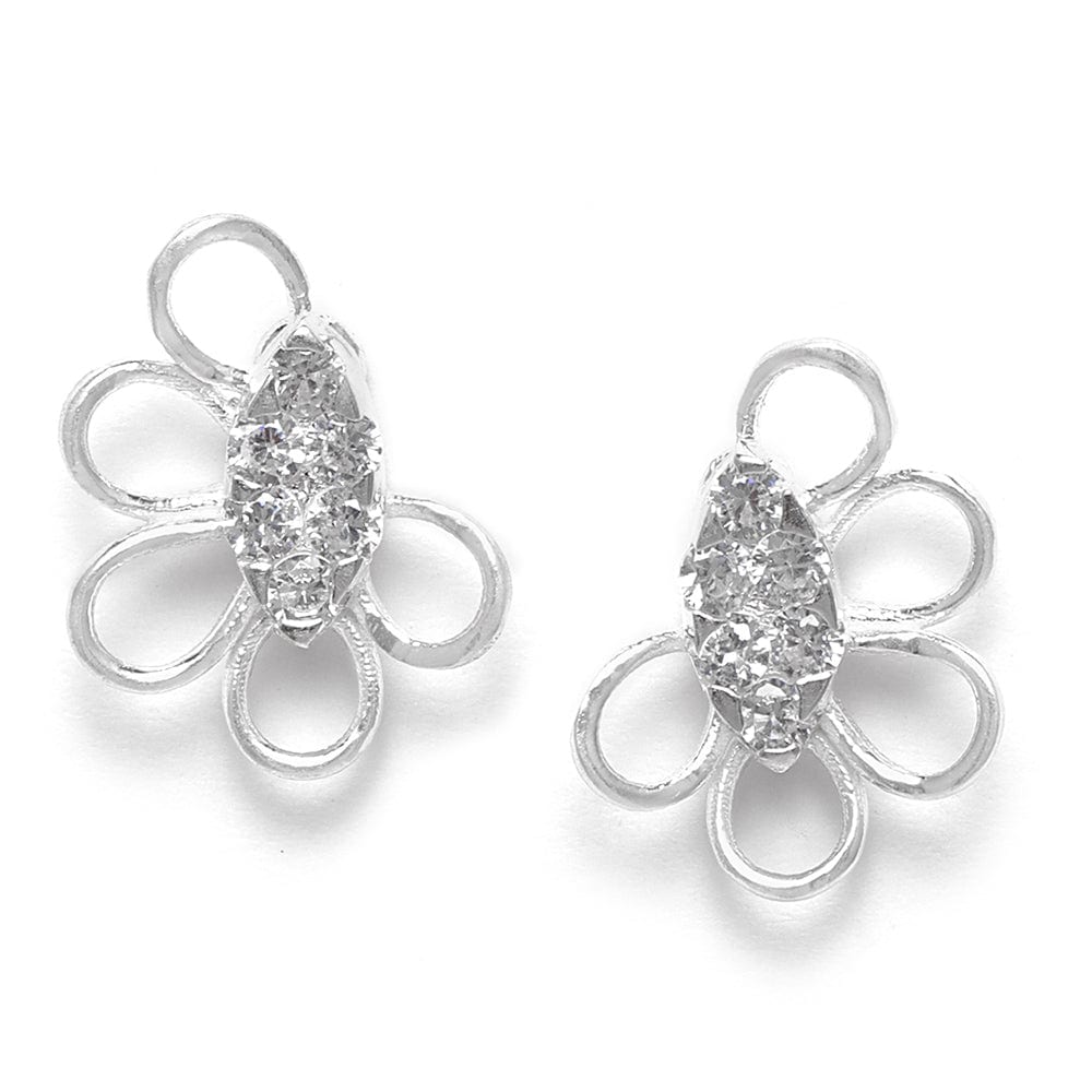 Radiant Silver Zircon Earrings