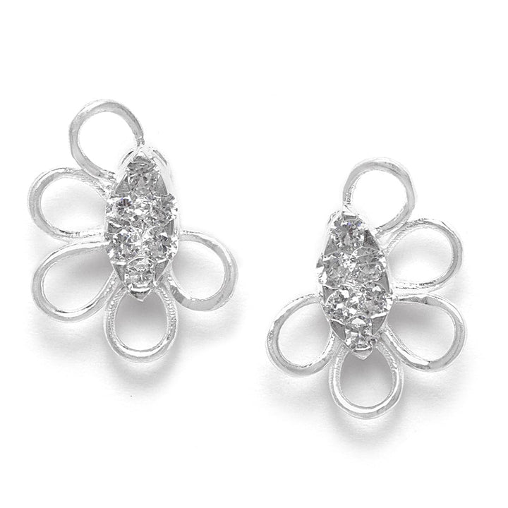 Radiant Silver Zircon Earrings