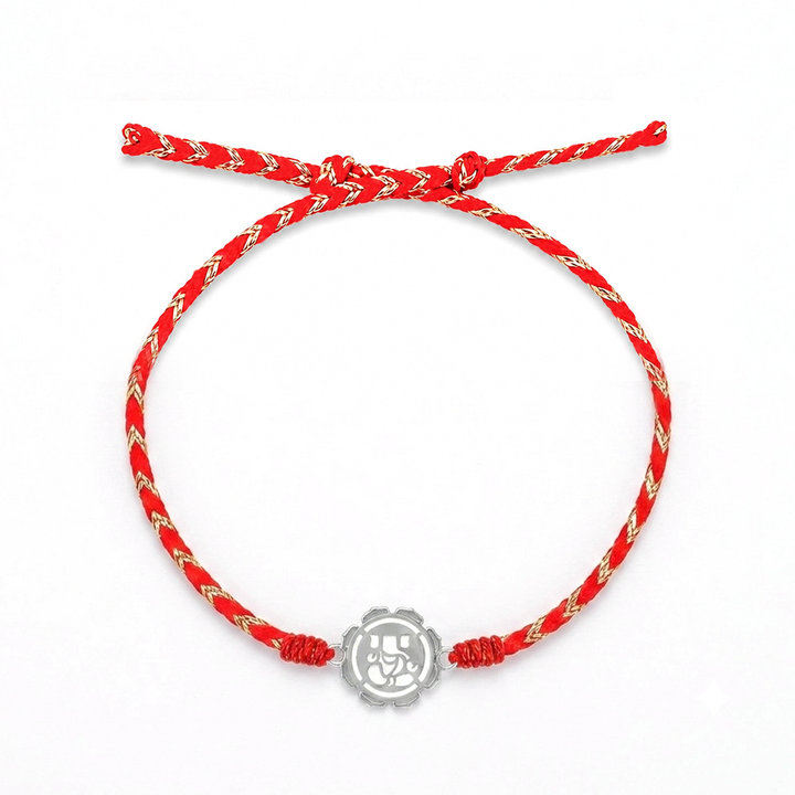 Unniyarcha 925 Pure Silver Ganesha Rakhi with Chandan Tilak set