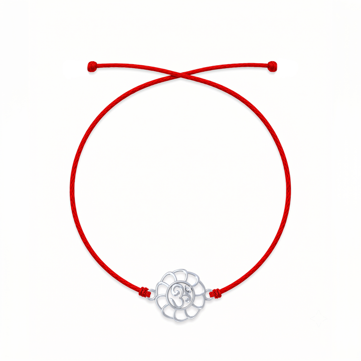 Pure 92.5 Floral Om Silver Rakhi with Chandan Tilak Set