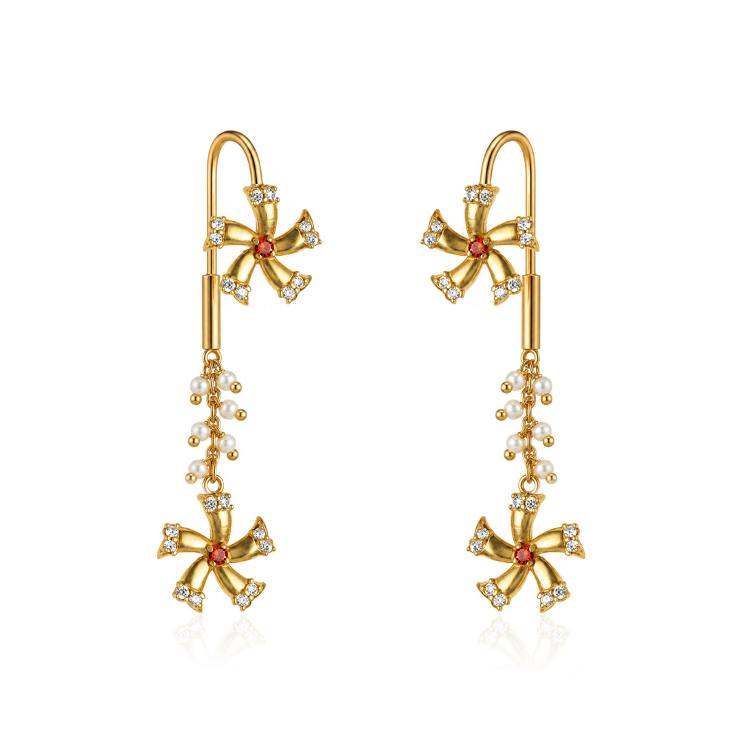 Silver Shiuli Flower Sui Dhaga Earrings