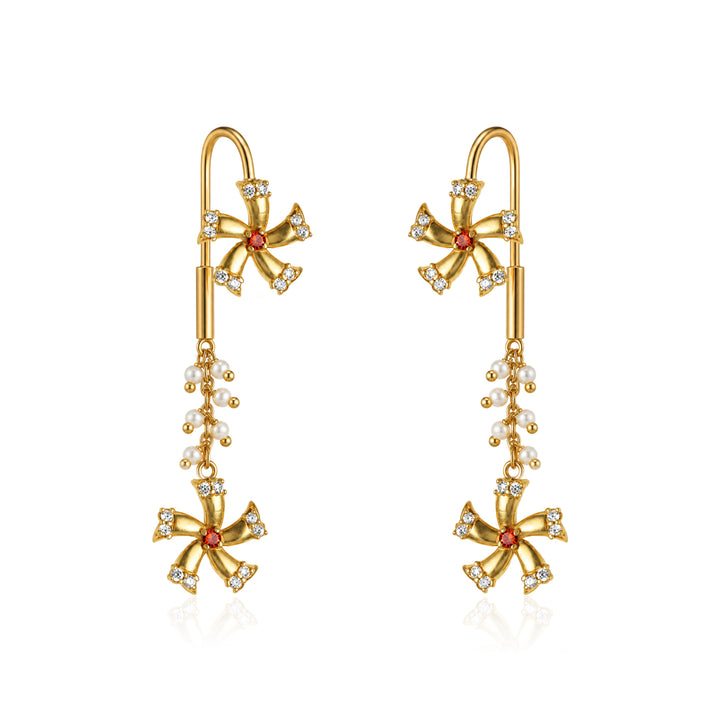 Silver Shiuli Flower Sui Dhaga Earrings