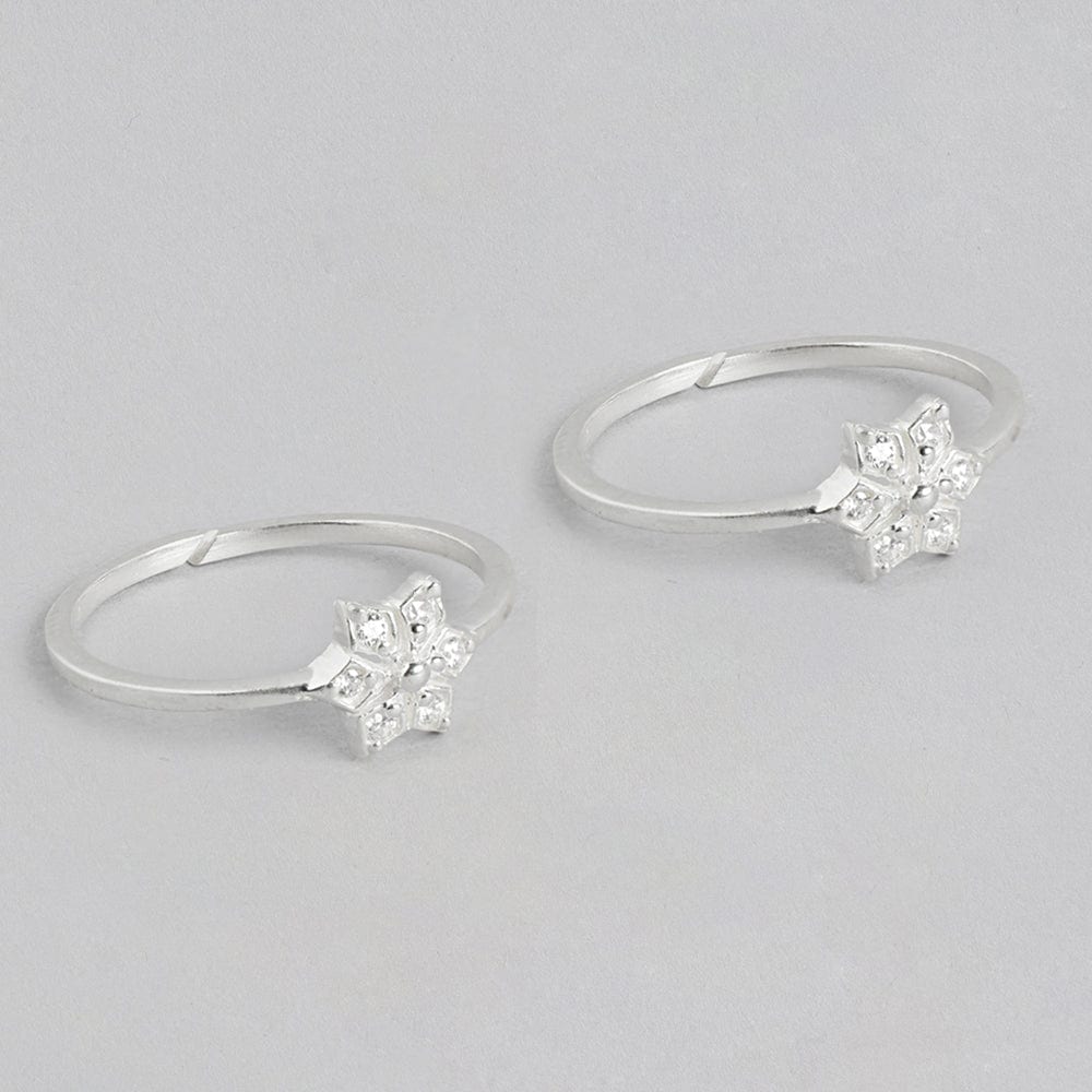 White Zircon Silver Toe ring