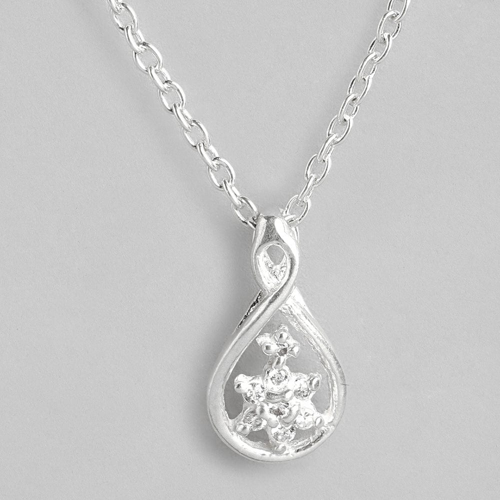 Silver Zircon Pear Necklace