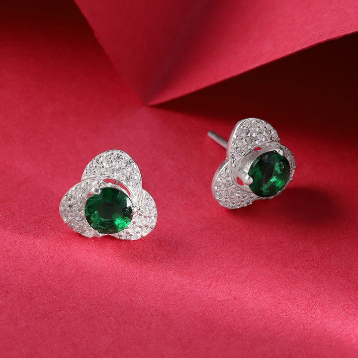 Silver Green Stone Earring