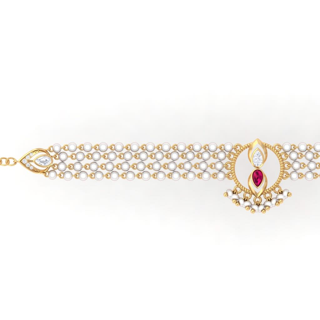 925 Pure Silver Gold-Plated Heirloom Pearl Choker Necklace