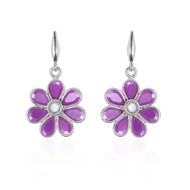Silver 925 Violet Daisy Earrings
