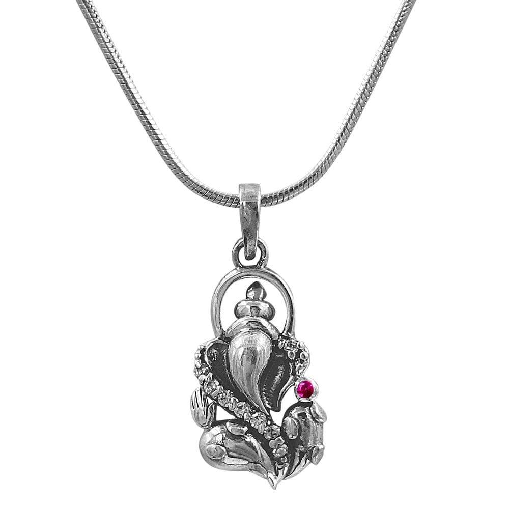 92.5 Sterling Silver Divine Ganpati Pendant and Chain