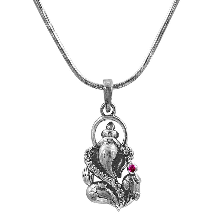 92.5 Sterling Silver Divine Ganpati Pendant and Chain