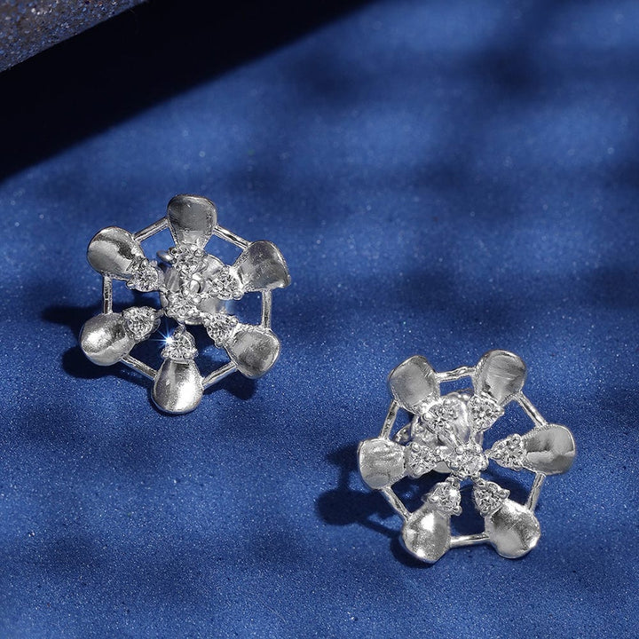 Floral Silver Zircon Studs