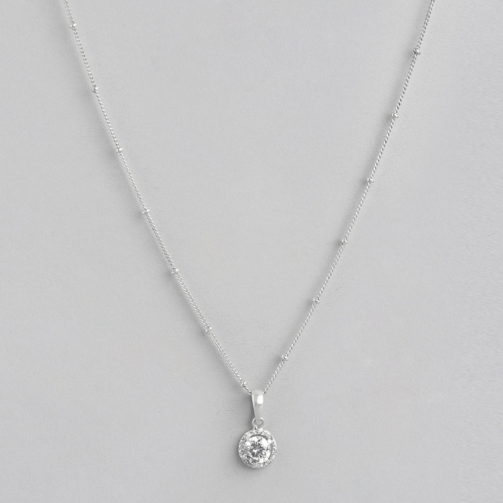 92.5 Silver White Zircon Loop Necklace