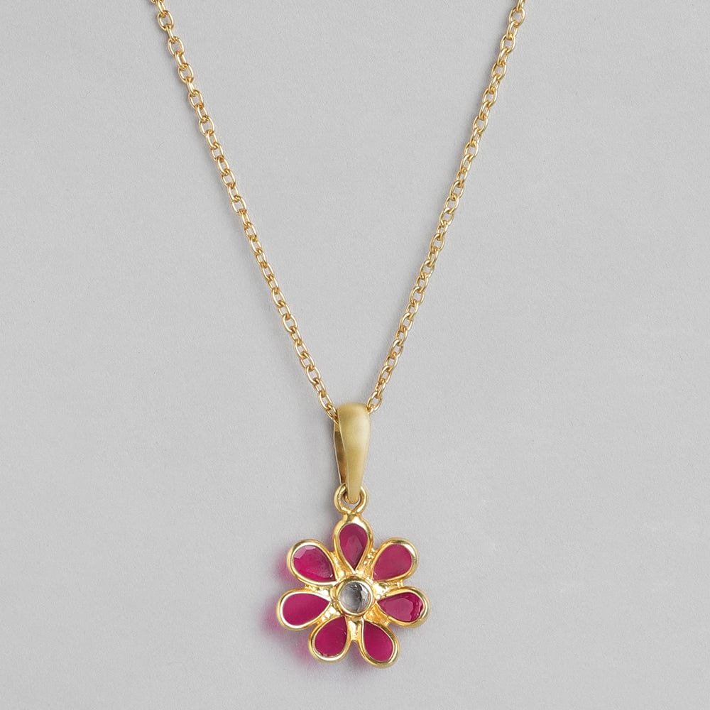 92.5 Silver Red Hydro Flower Necklace