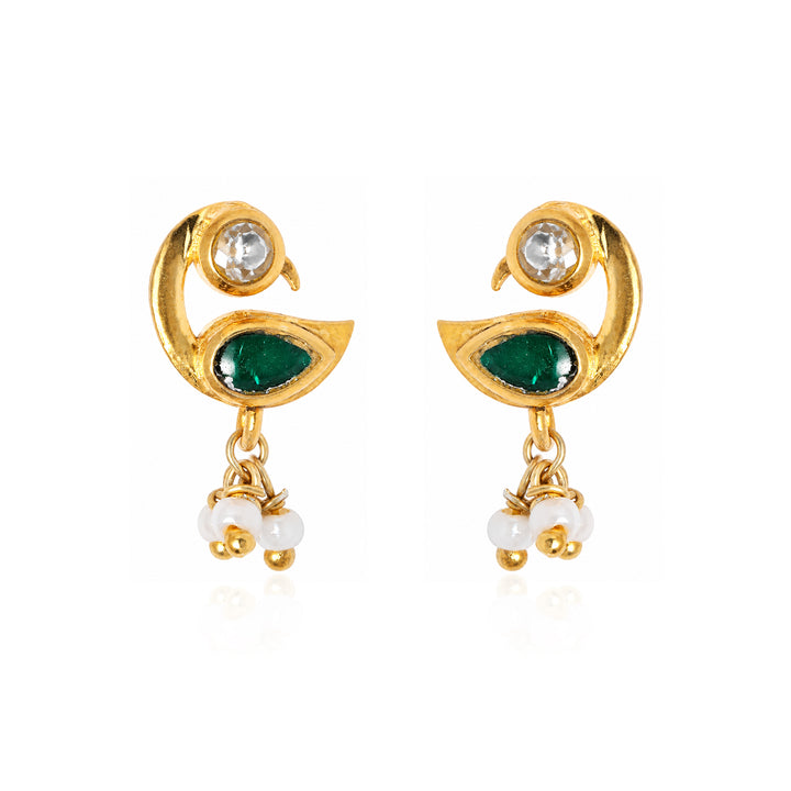 Silver 925 Mayura Emerald Pearl Earrings
