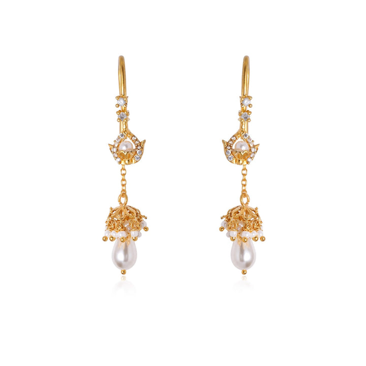 Silver 925 Pearl Jhumki Sui Dhaga Earrings