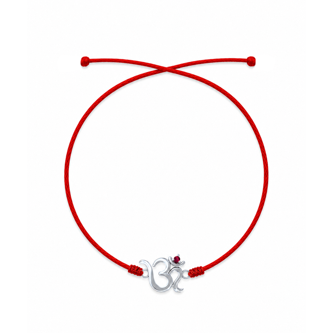 Pure 92.5 Om Silver Rakhi with Chandan Tilak Set