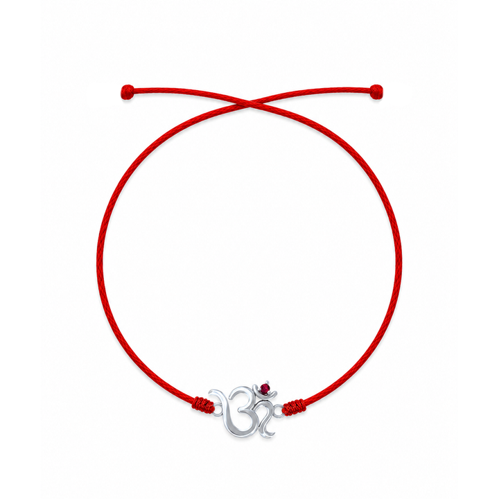 Pure 92.5 Om Silver Rakhi with Chandan Tilak Set