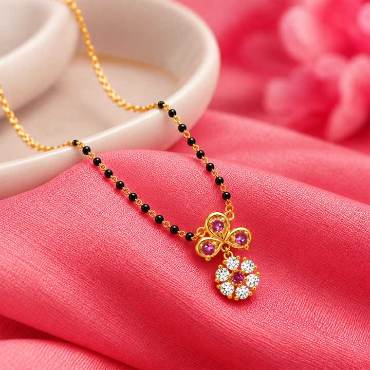 925 Silver Floral Drop Mangalsutra