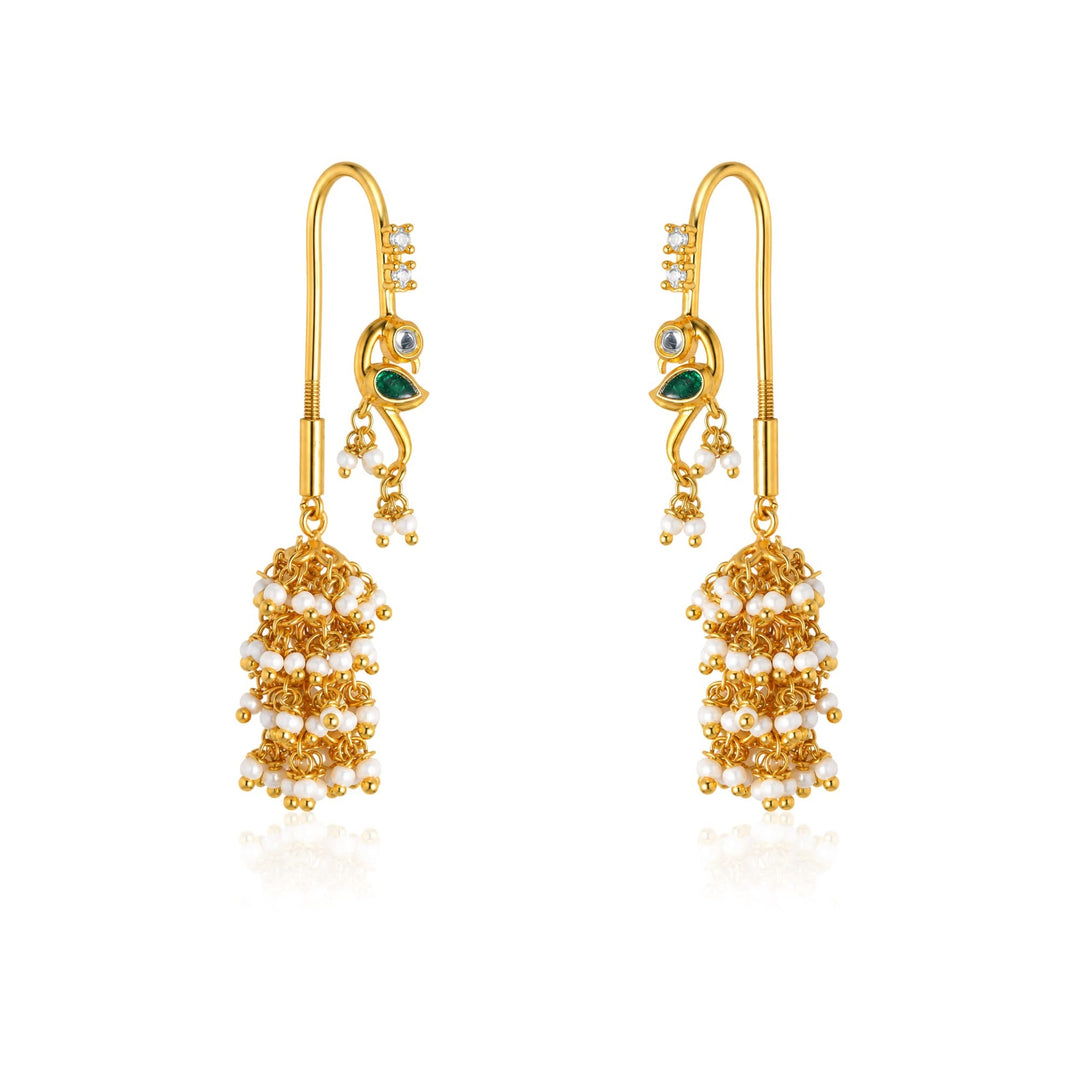 Silver Parrot Pearl Sui Dhaga Earring