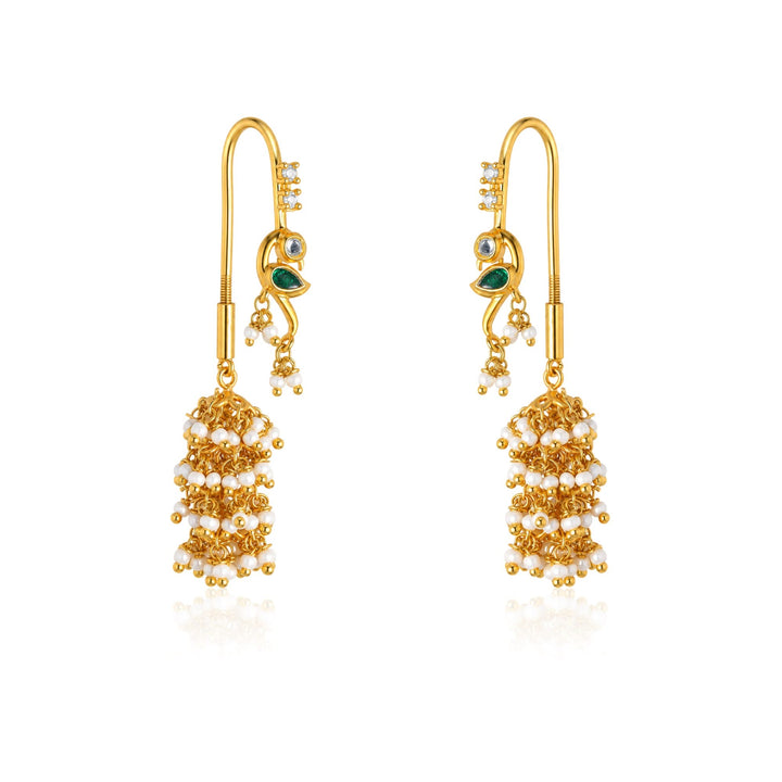 Silver Parrot Pearl Sui Dhaga Earring