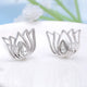 92.5 Silver White Kundan Sacred Lotus Stud Earrings