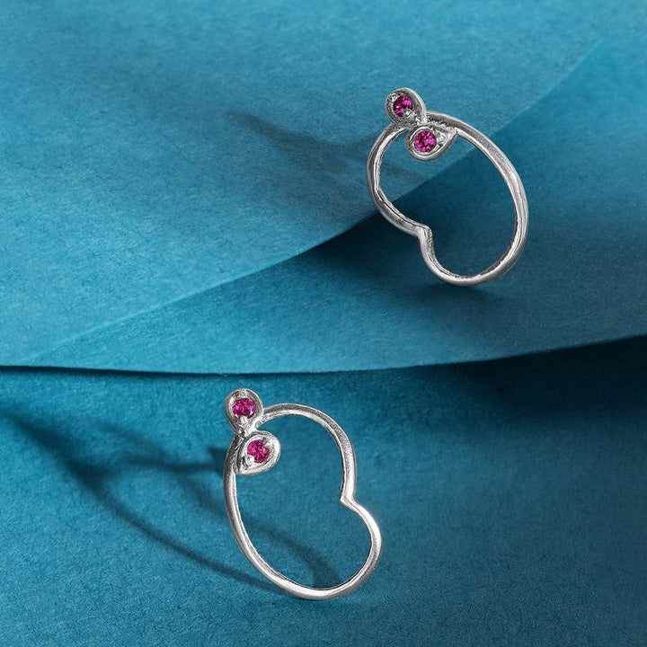 Silver pink Stone Studs