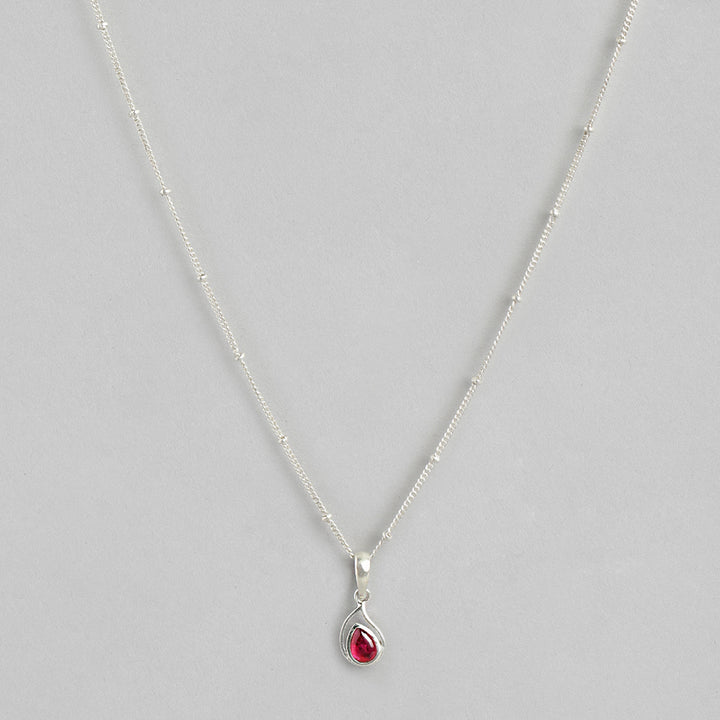 92.5 Silver Red Kundan Drop Necklace