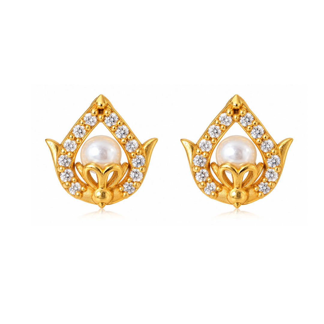 Silver 925 Padma Pearl Stud Earrings