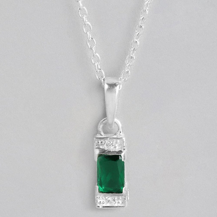 Silver Green Sparkling  Necklace