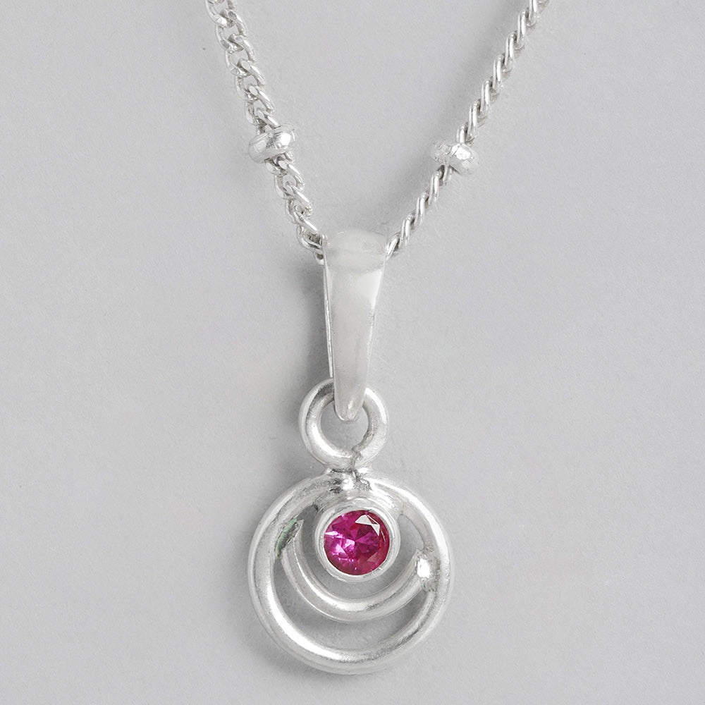92.5 Silver Red Spiral Necklace