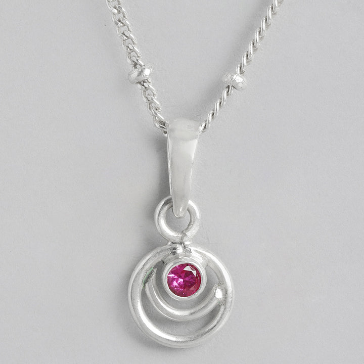 92.5 Silver Red Spiral Necklace