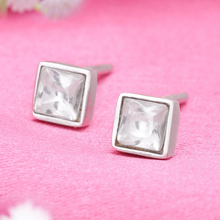 92.5 Silver Cubic Stud Earrings